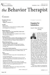the Behavior Therapist Journal the Behavior Therapist Journal