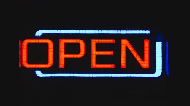 Open for business sign; Image by Free-Photos from Pixabay