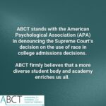 ABCT Stands with the APA in Denouncing the SCOTUS Decision on Affirmative Action